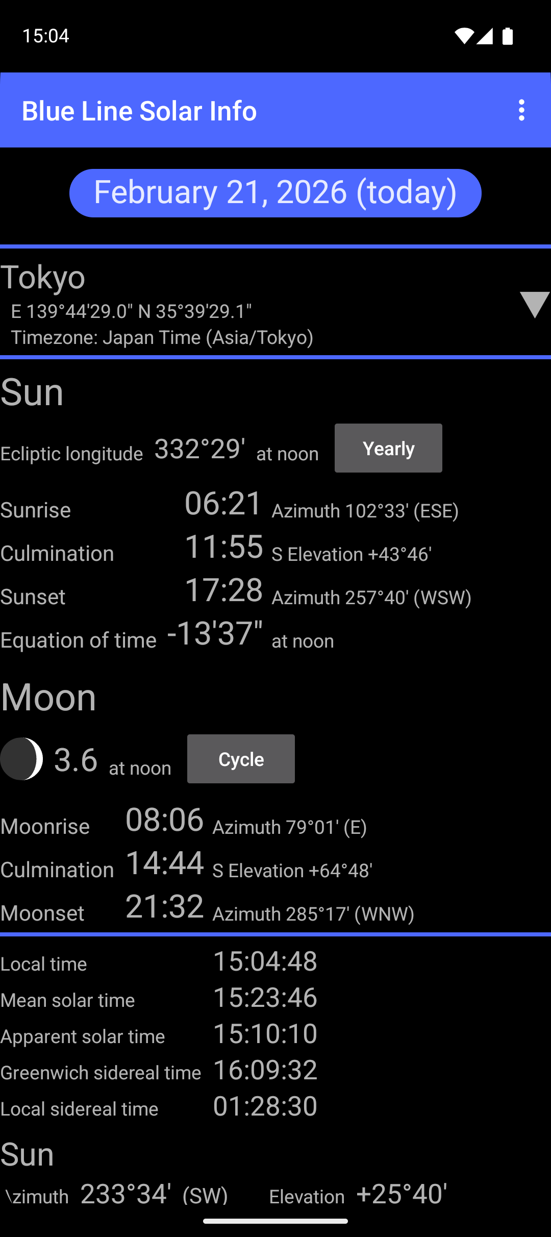 Screenshot of Blue Line Solar Info