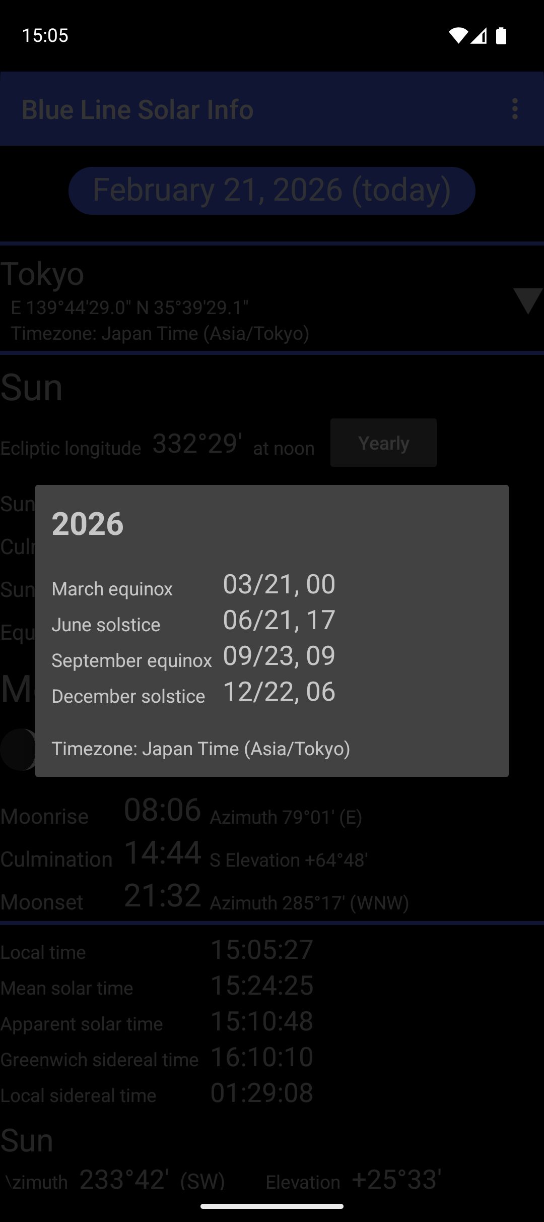 Screenshot of Blue Line Solar Info