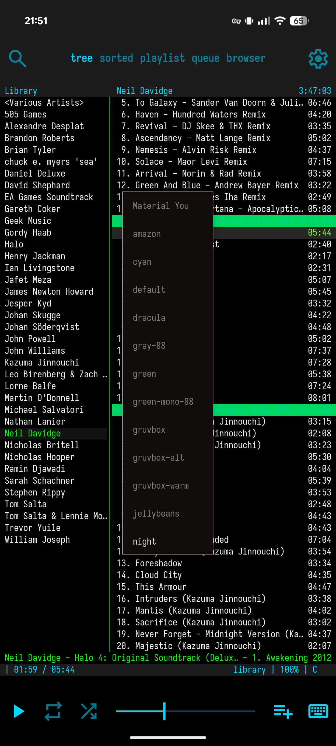Screenshot of cmus music player (android)
