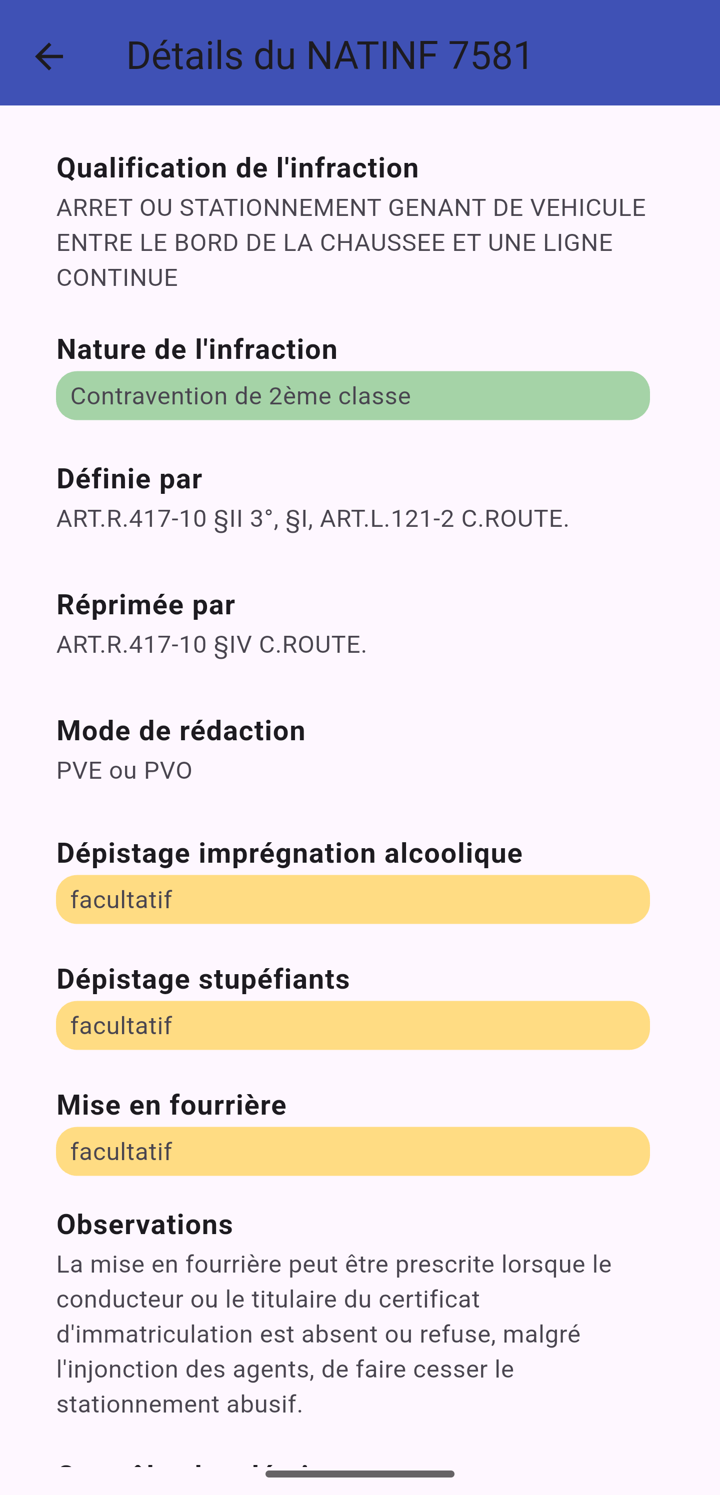 Screenshot of NATINFo Flutter