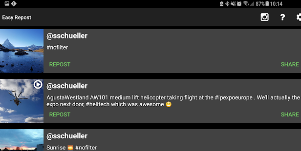 Screenshot of Easy Repost and Downloader for Instagram