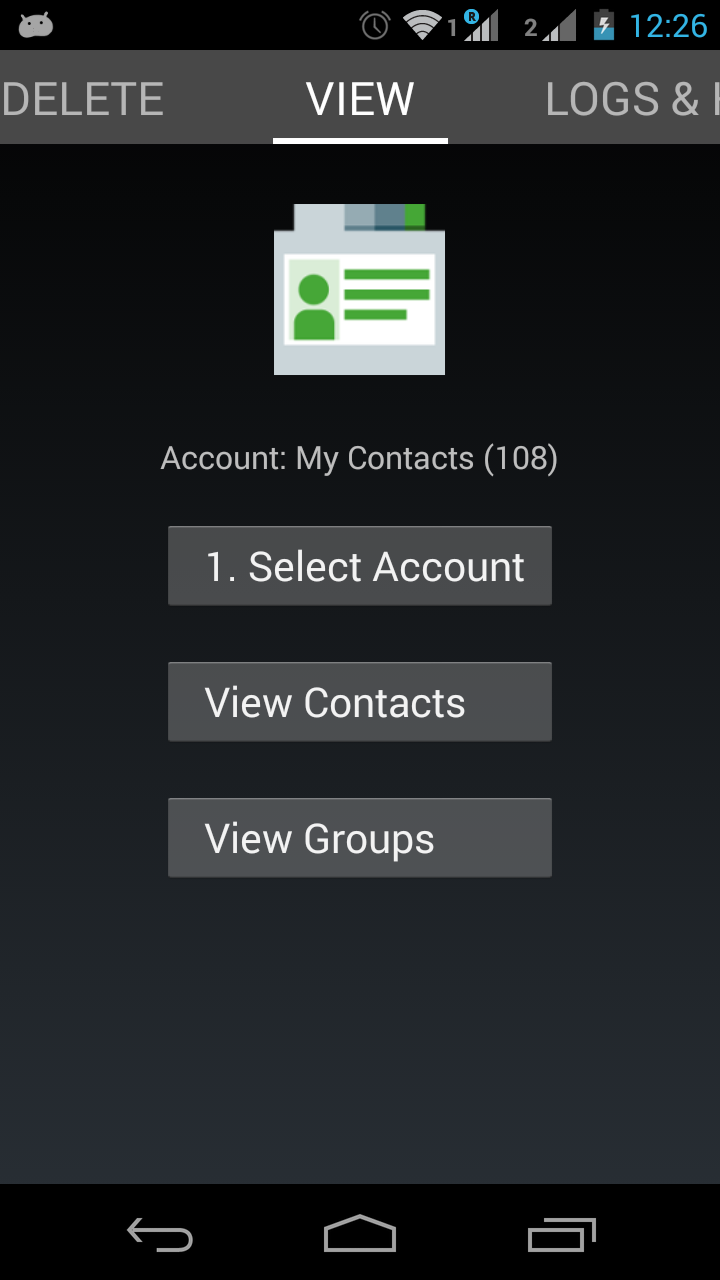 Screenshot of Contacts Import