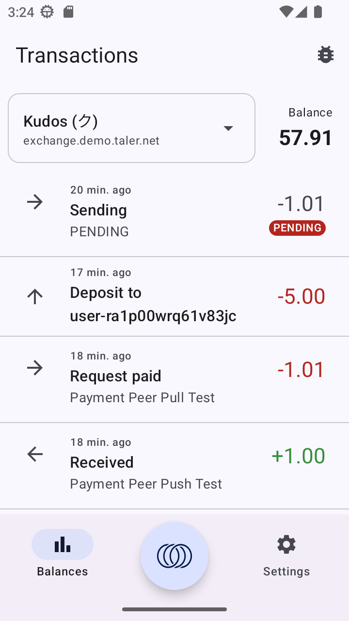 Screenshot of Taler Wallet