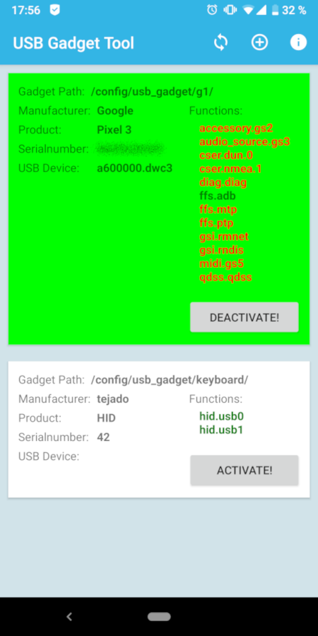 Screenshot of USB Gadget Tool