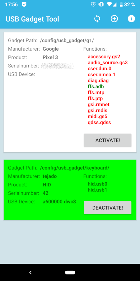 Screenshot of USB Gadget Tool
