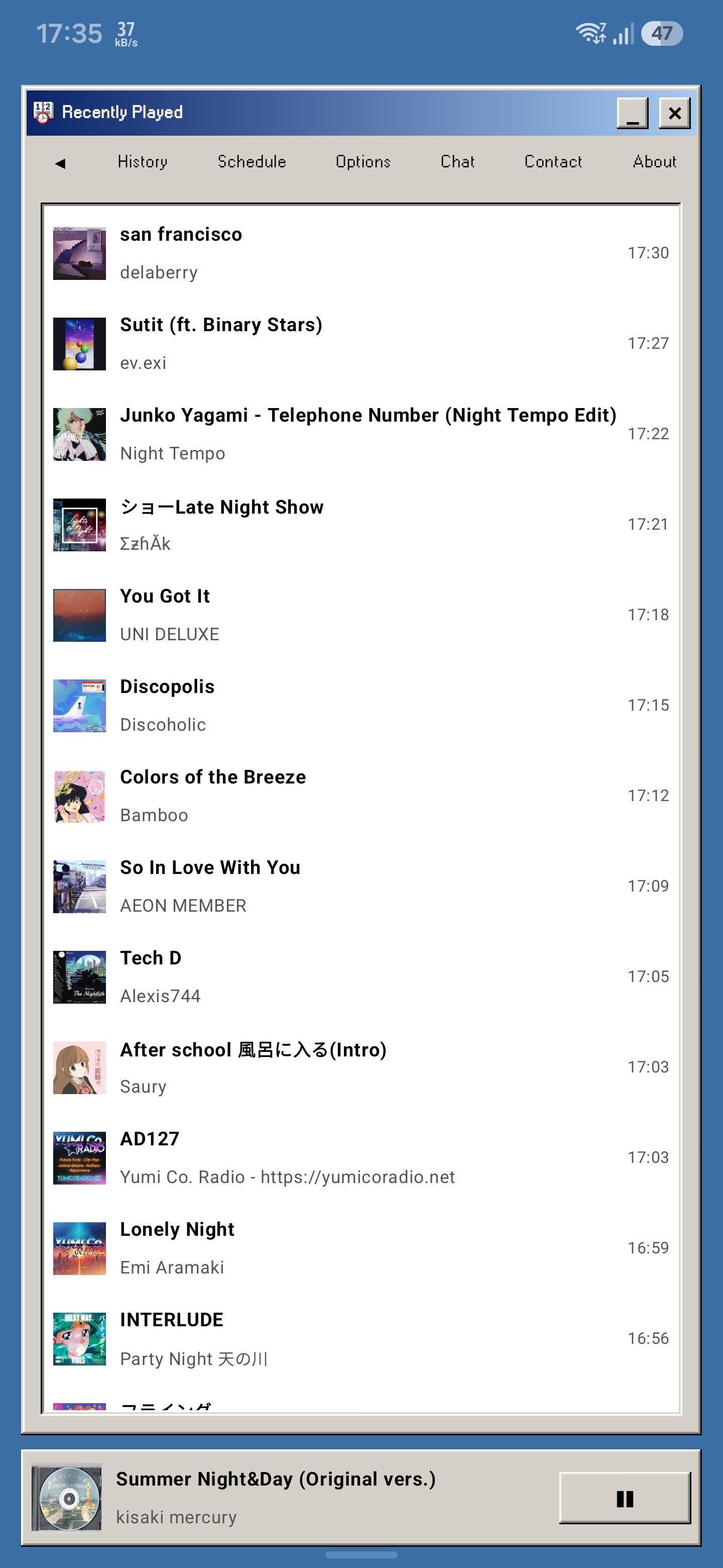 Screenshot of Yumi Co. Radio