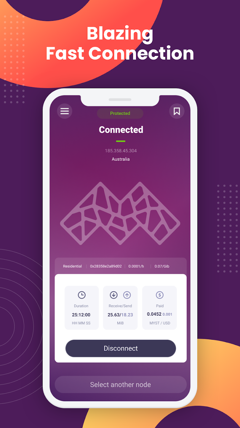 Screenshot of Mysterium Dark — Next Gen VPN