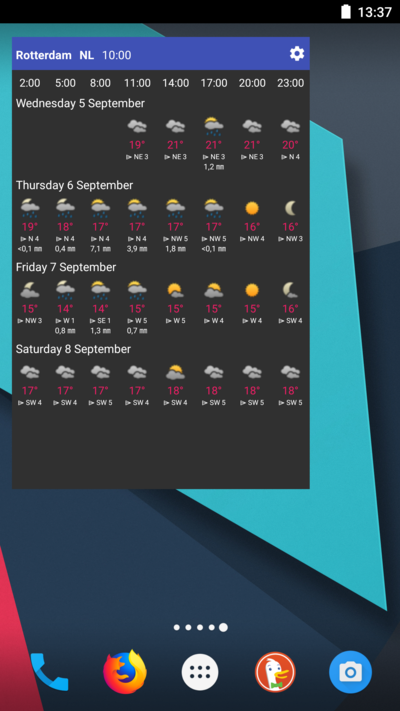 Screenshot of Weather Widget