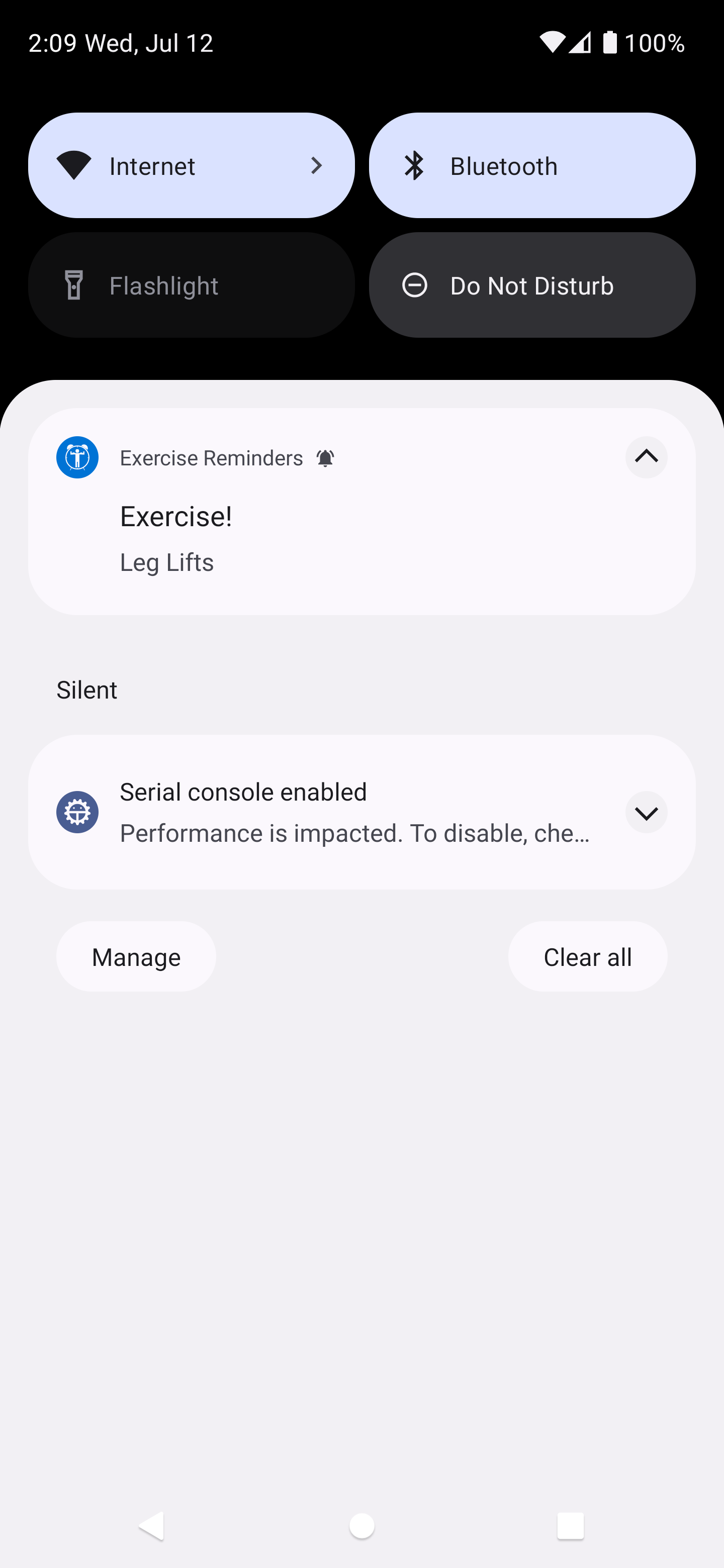 Screenshot of Exercise Reminders