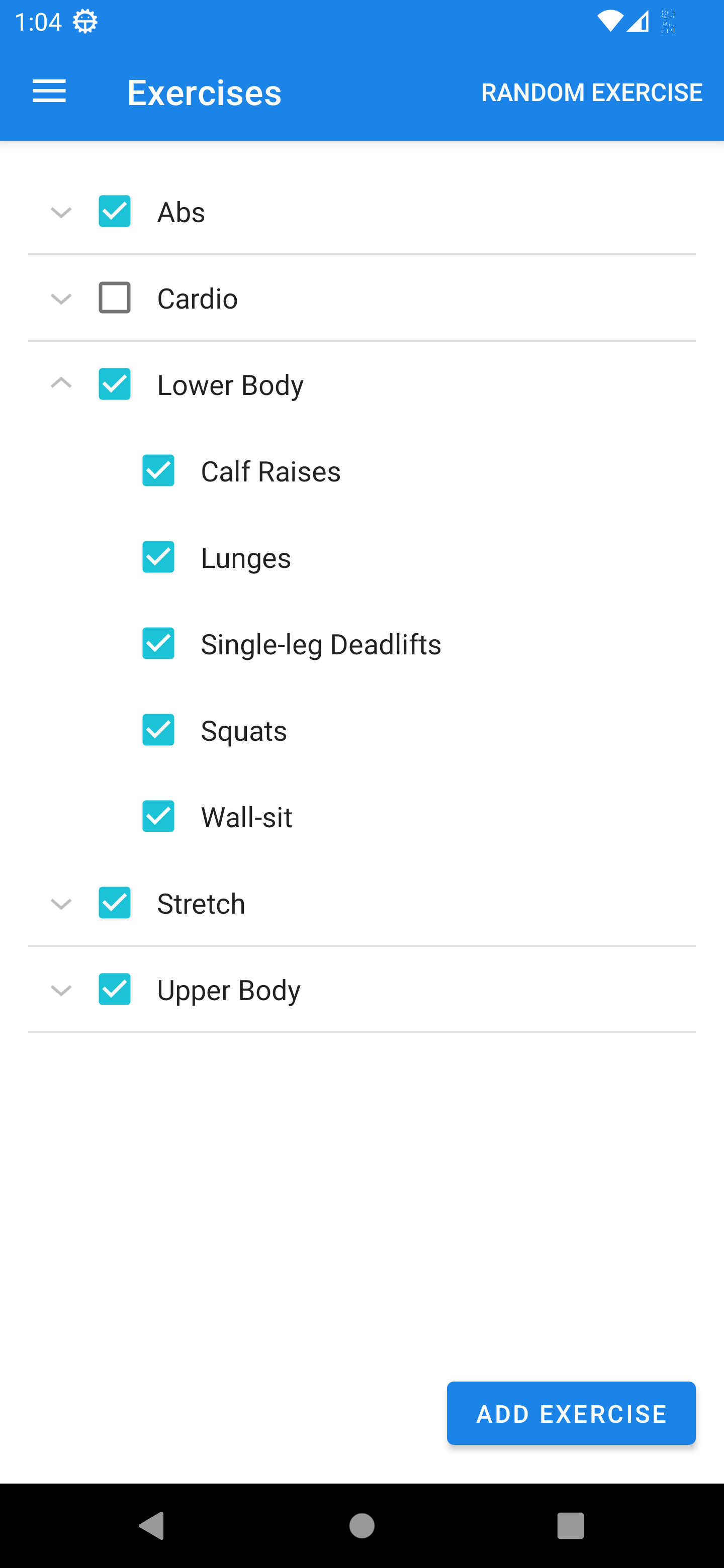 Screenshot of Exercise Reminders