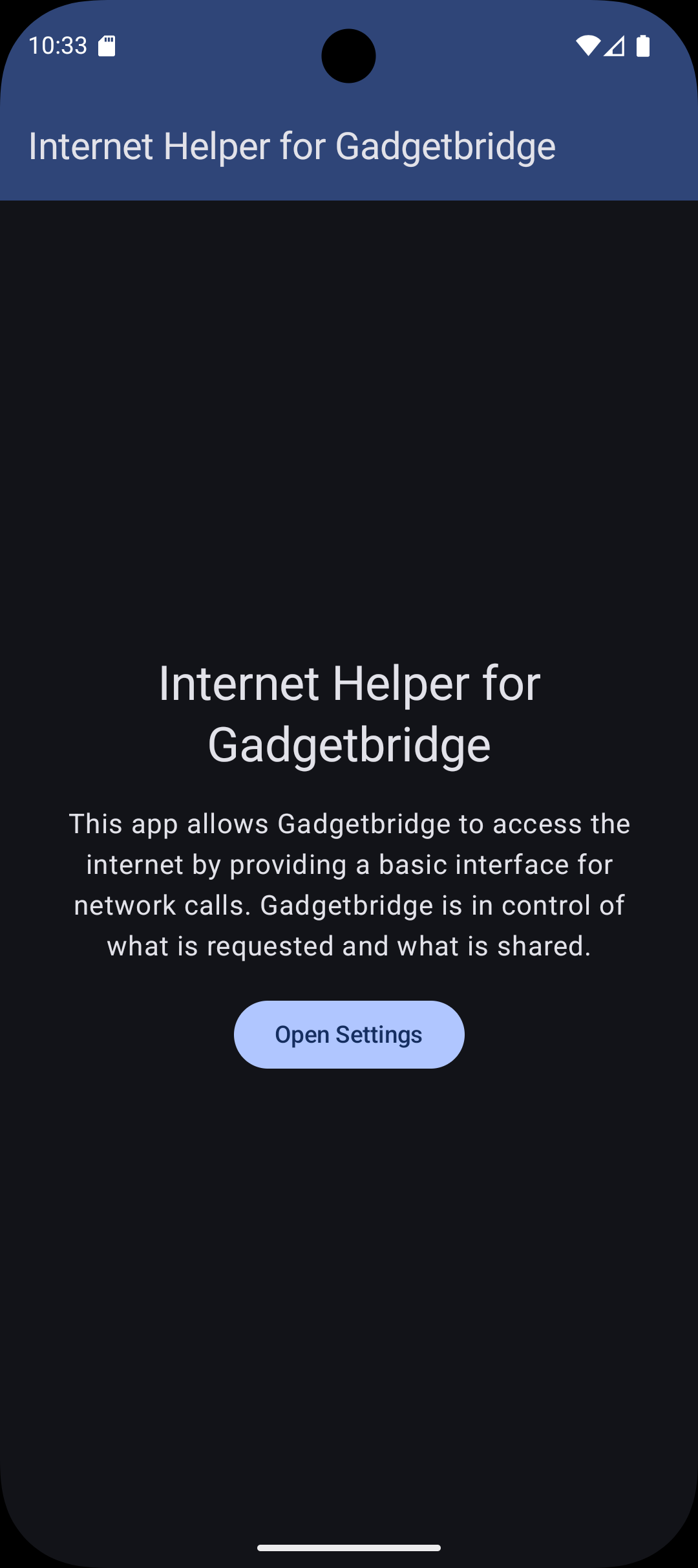 Screenshot of Internet Helper for Gadgetbridge