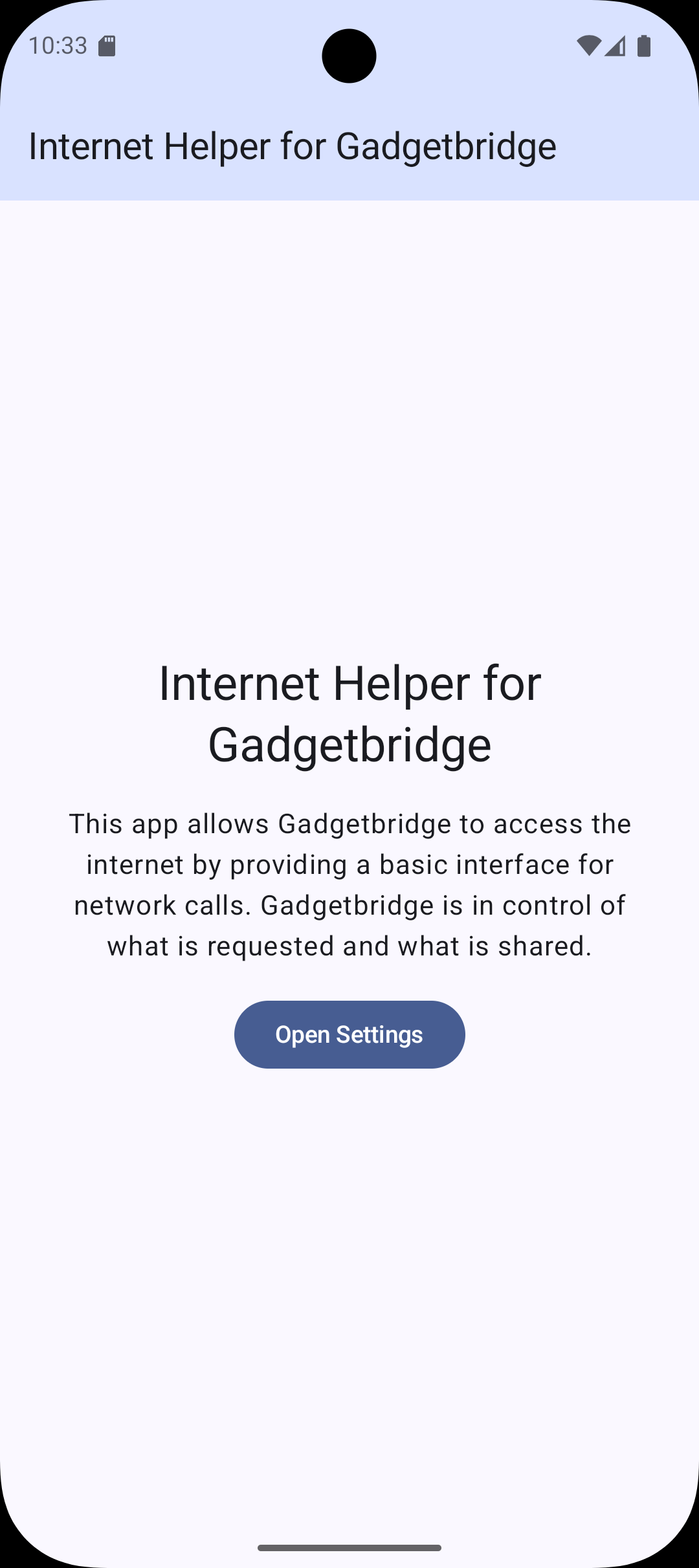 Screenshot of Internet Helper for Gadgetbridge
