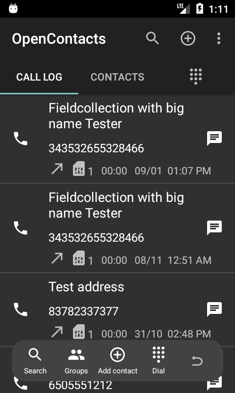 Screenshot of OpenContacts