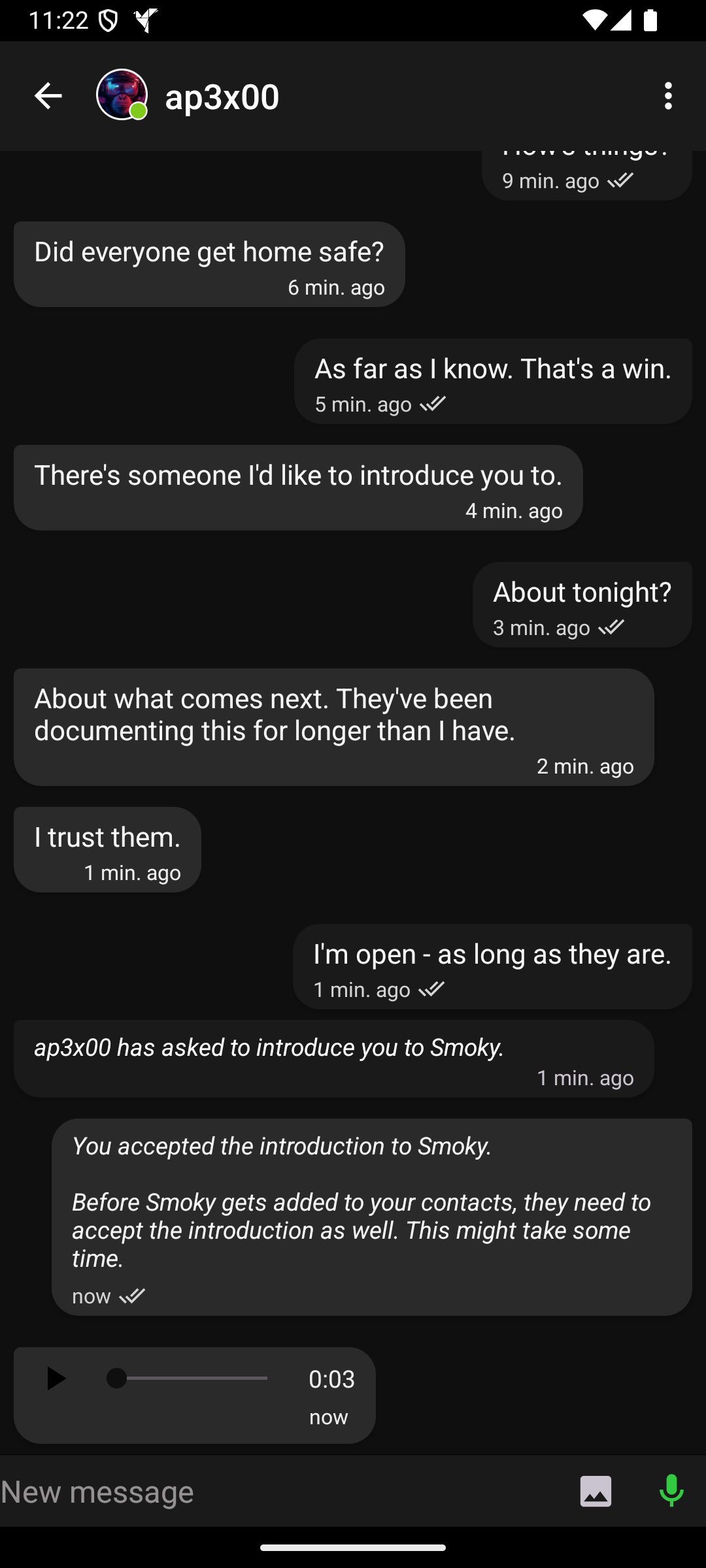 Screenshot of Anonomi Messenger