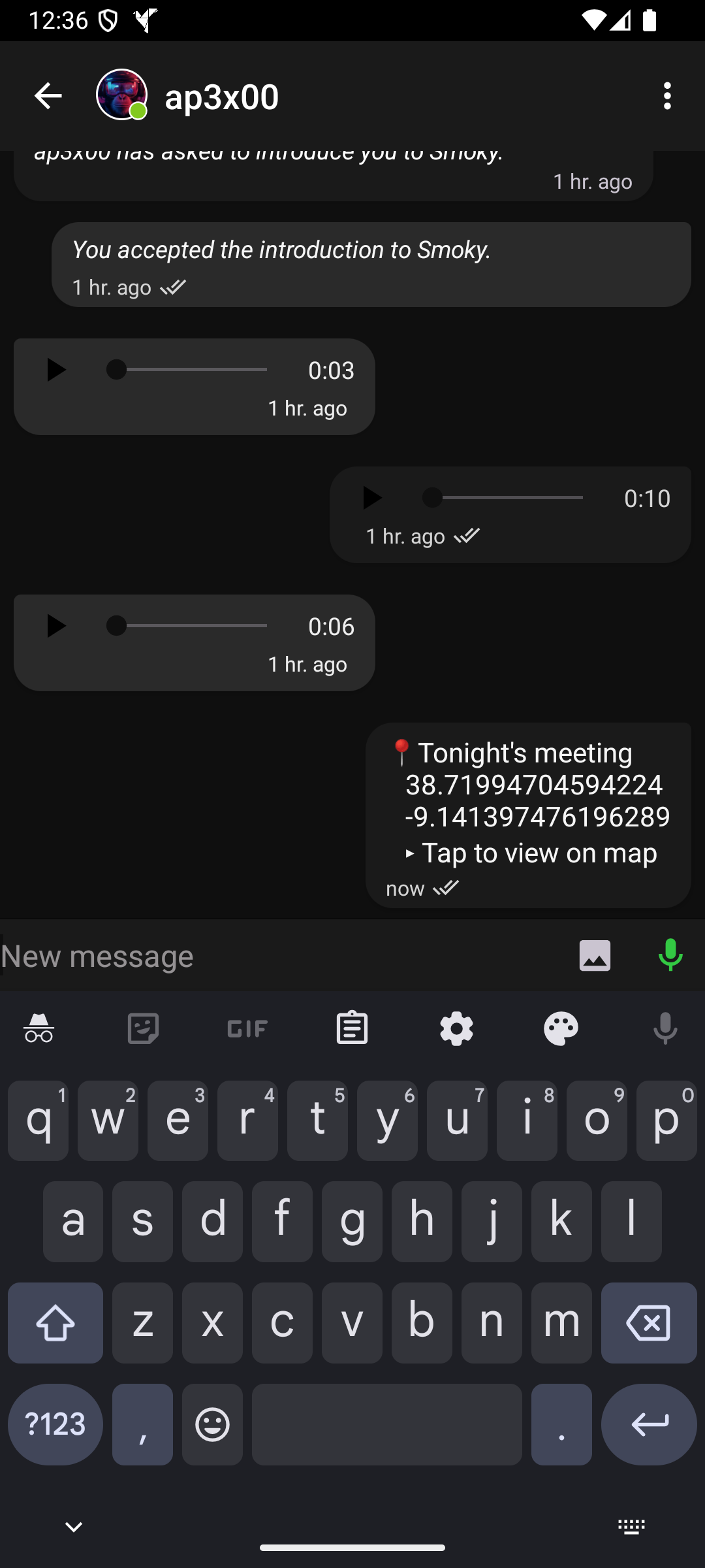 Screenshot of Anonomi Messenger