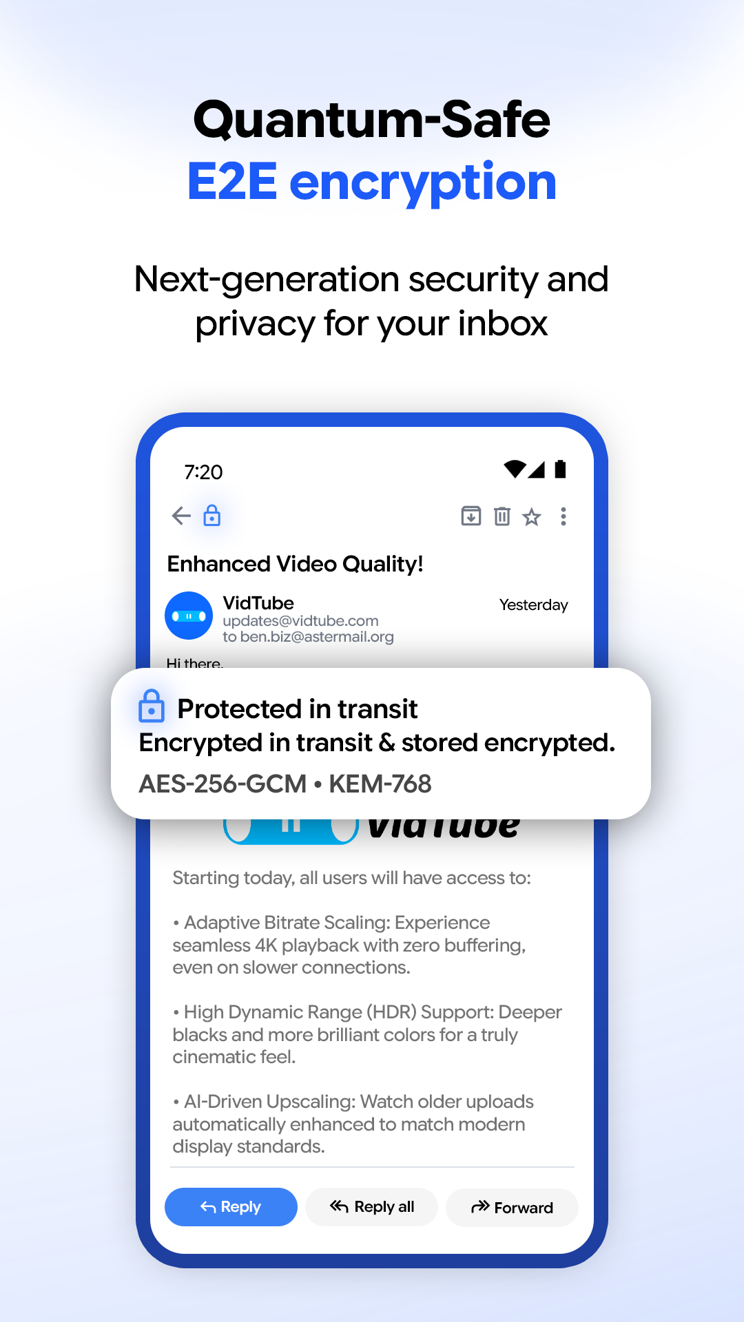 Screenshot of Aster Mail: Encrypted Email
