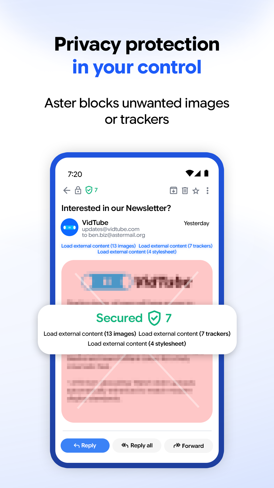 Screenshot of Aster Mail: Encrypted Email