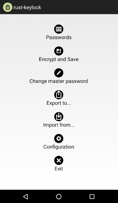 Screenshot of rust-keylock-android