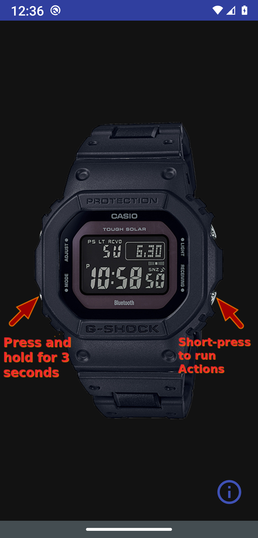 Screenshot of Casio G-Shock Smart Sync