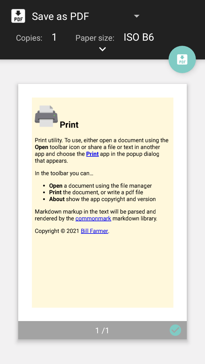 Screenshot of Print