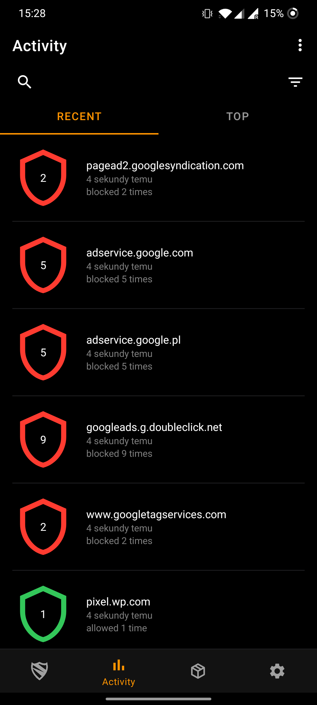 Screenshot of Blokada 5 (ad blocker and privacy app)