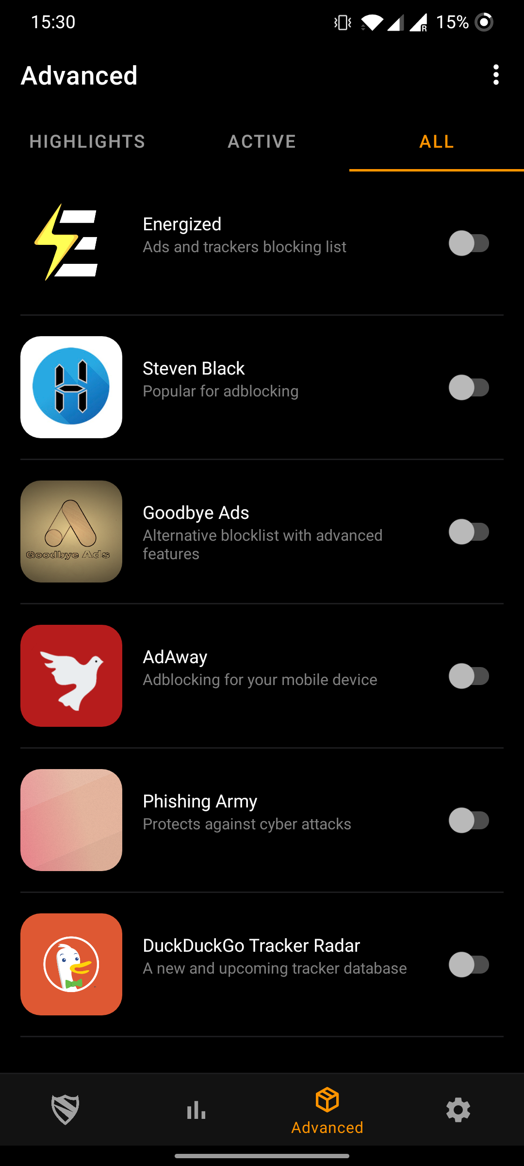 Screenshot of Blokada 5 (ad blocker and privacy app)