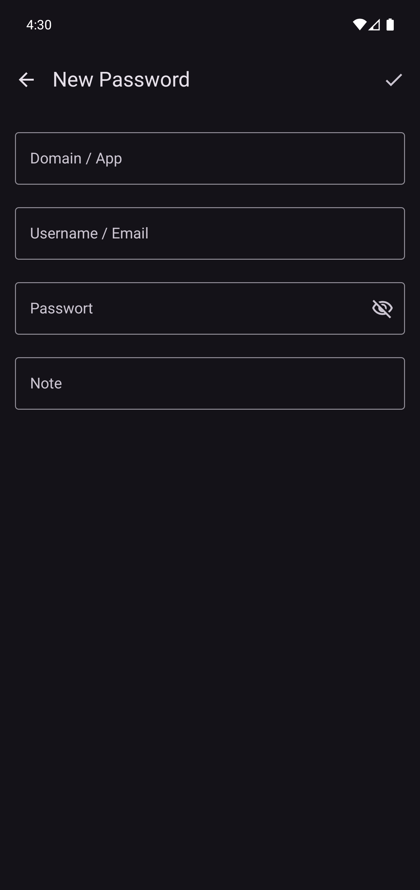 Screenshot of Passwords