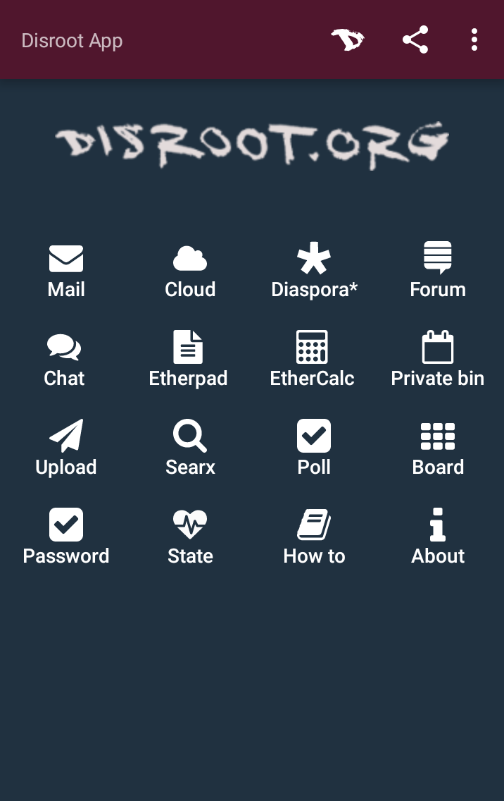 Screenshot of Disroot app
