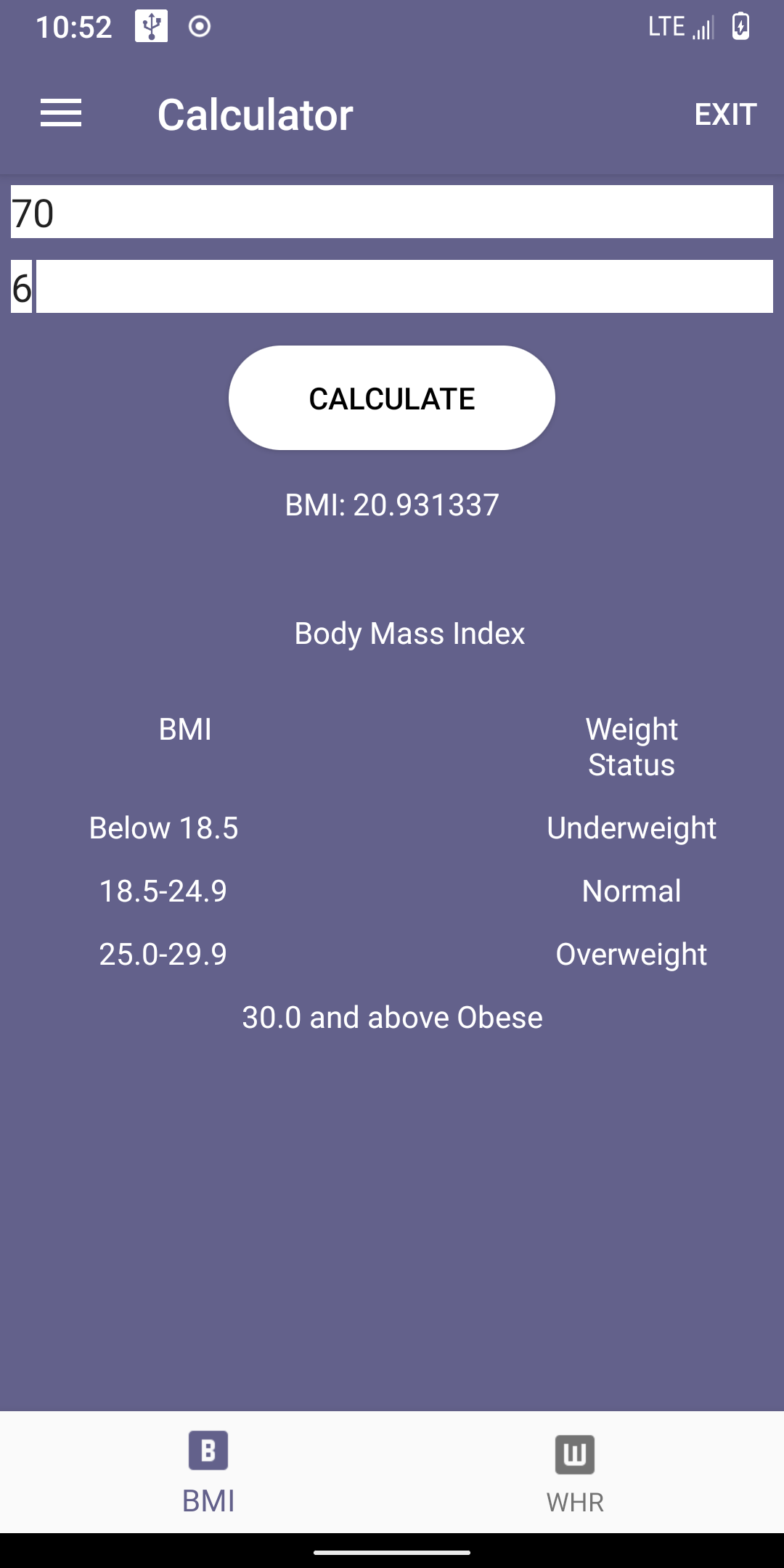 Screenshot of CalorieScope 
