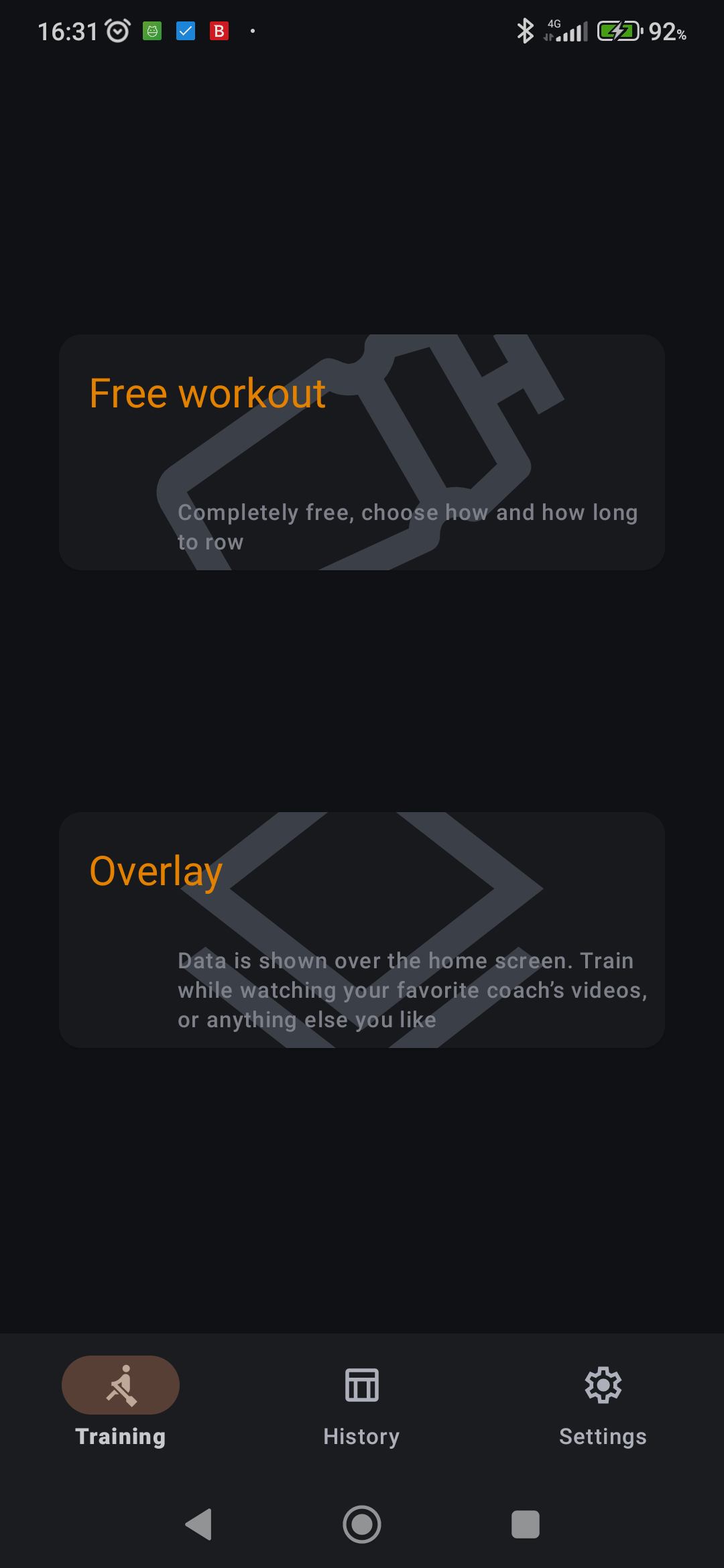 Screenshot of RowMate