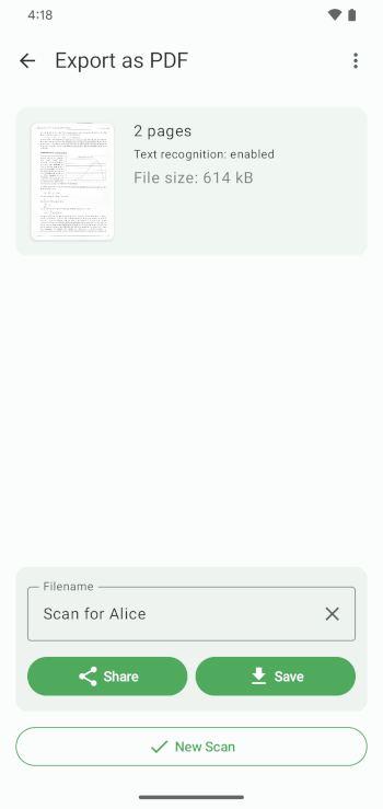 Screenshot of FairScan – PDF Scanner