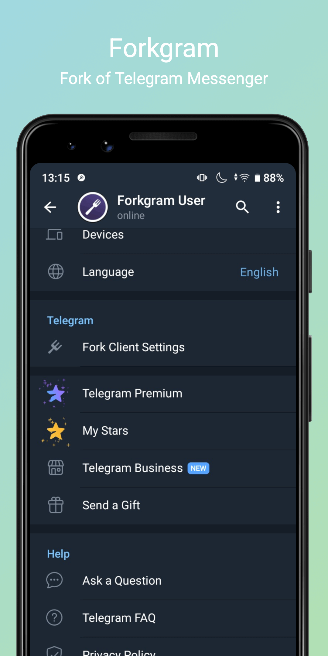 Screenshot of Forkgram Classic