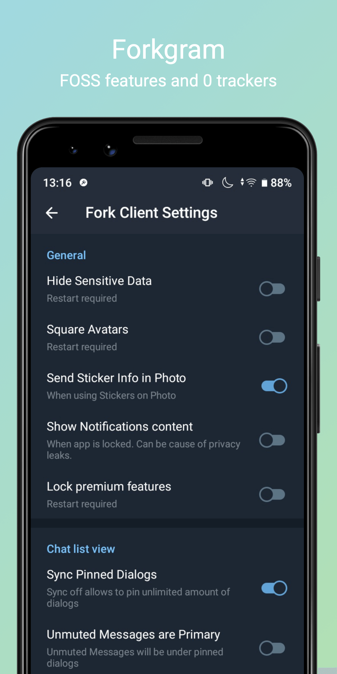 Screenshot of Forkgram Classic