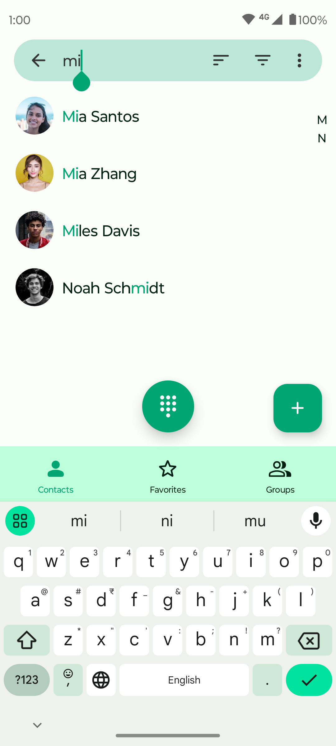Screenshot of Fossify Contacts