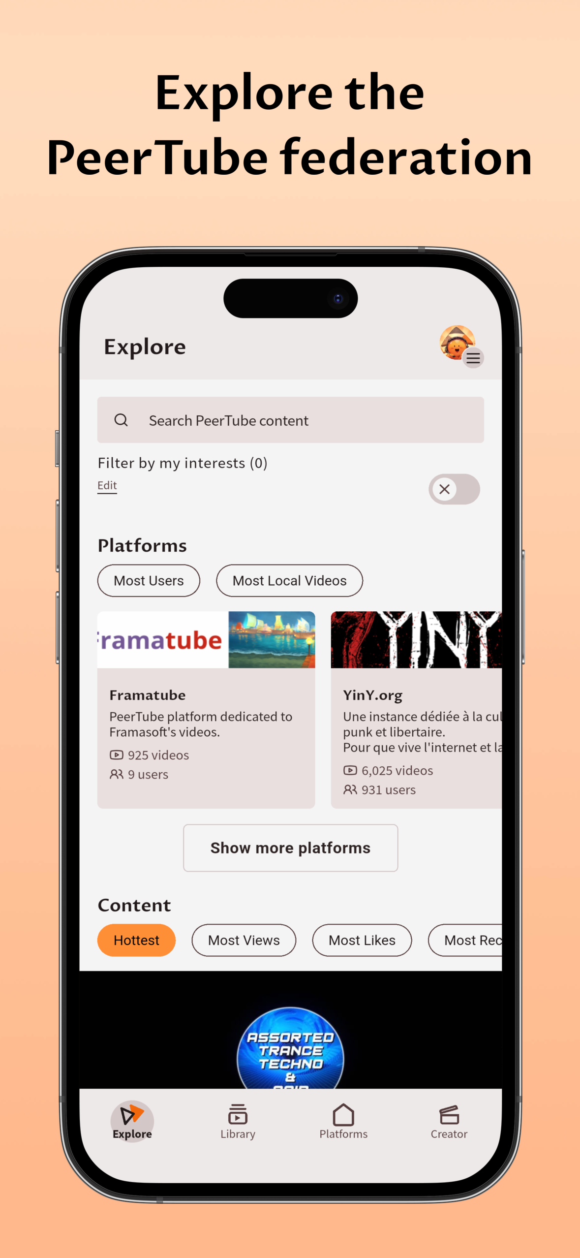 Screenshot of PeerTube