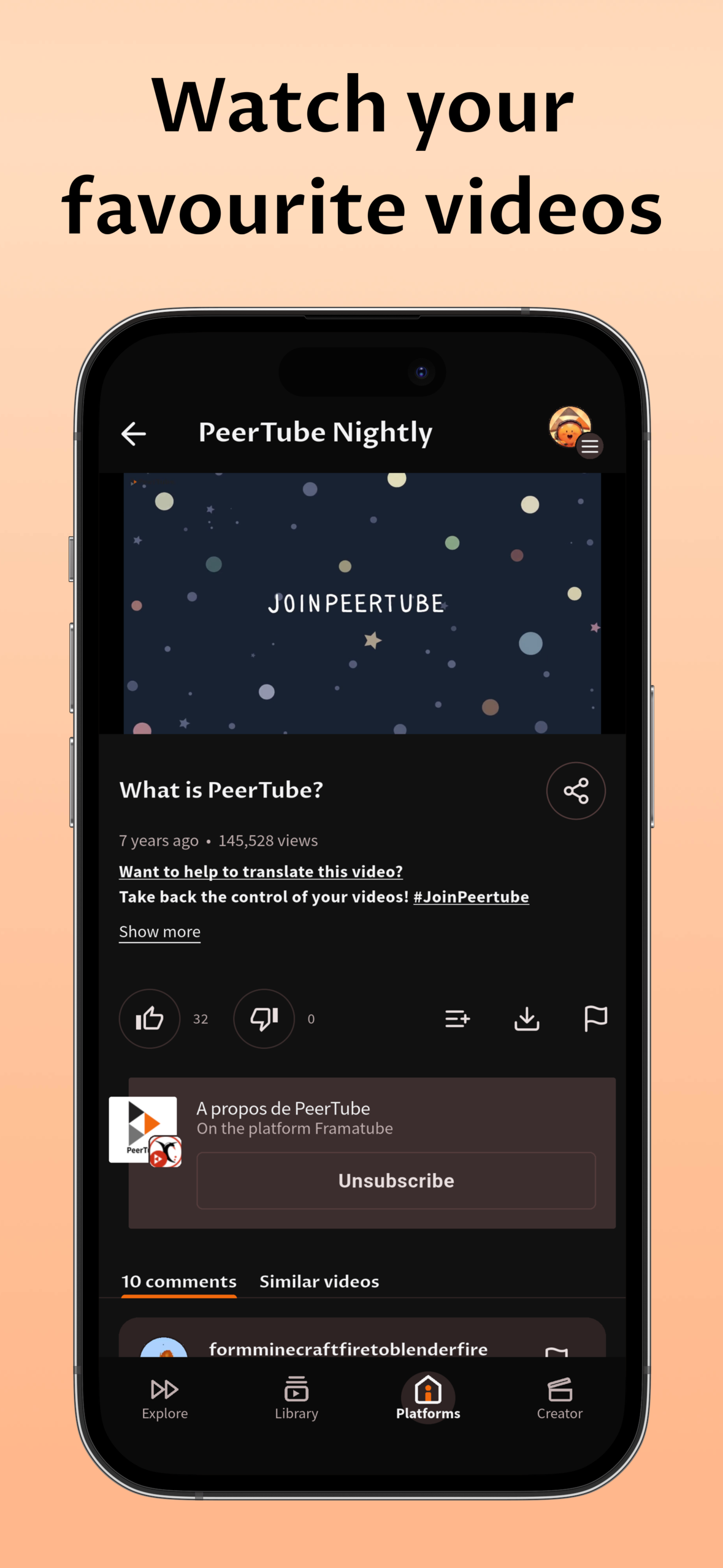 Screenshot of PeerTube