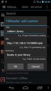Screenshot of FBReader Calibre connector