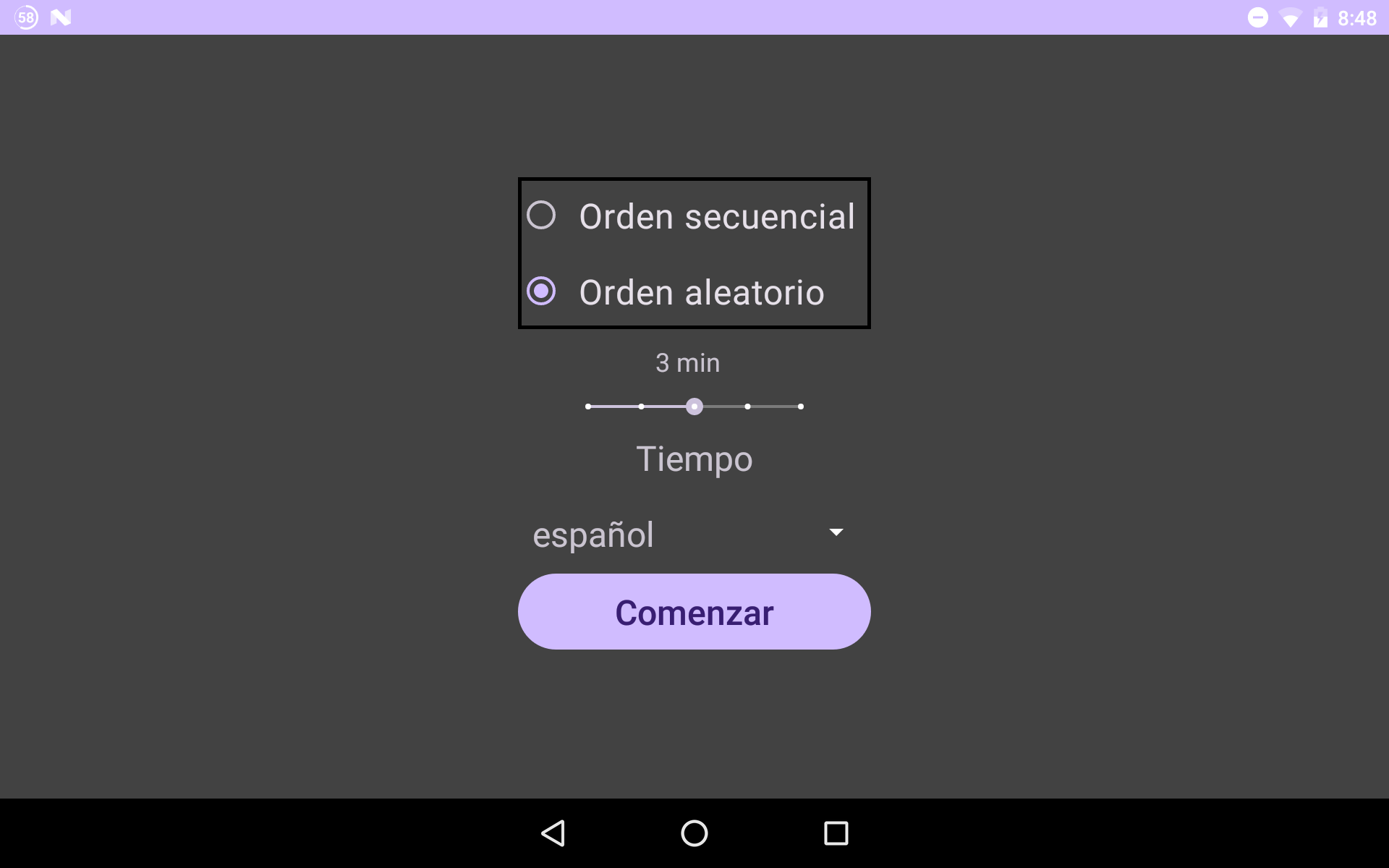 Screenshot of Cifras o letras