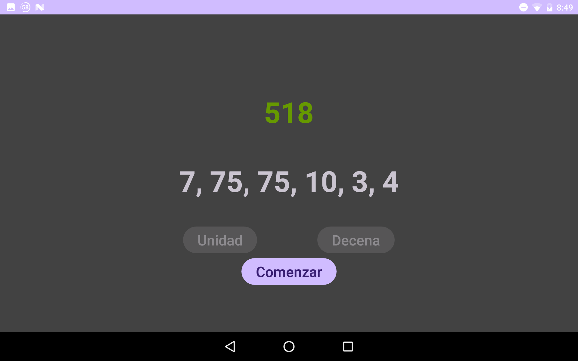 Screenshot of Cifras o letras