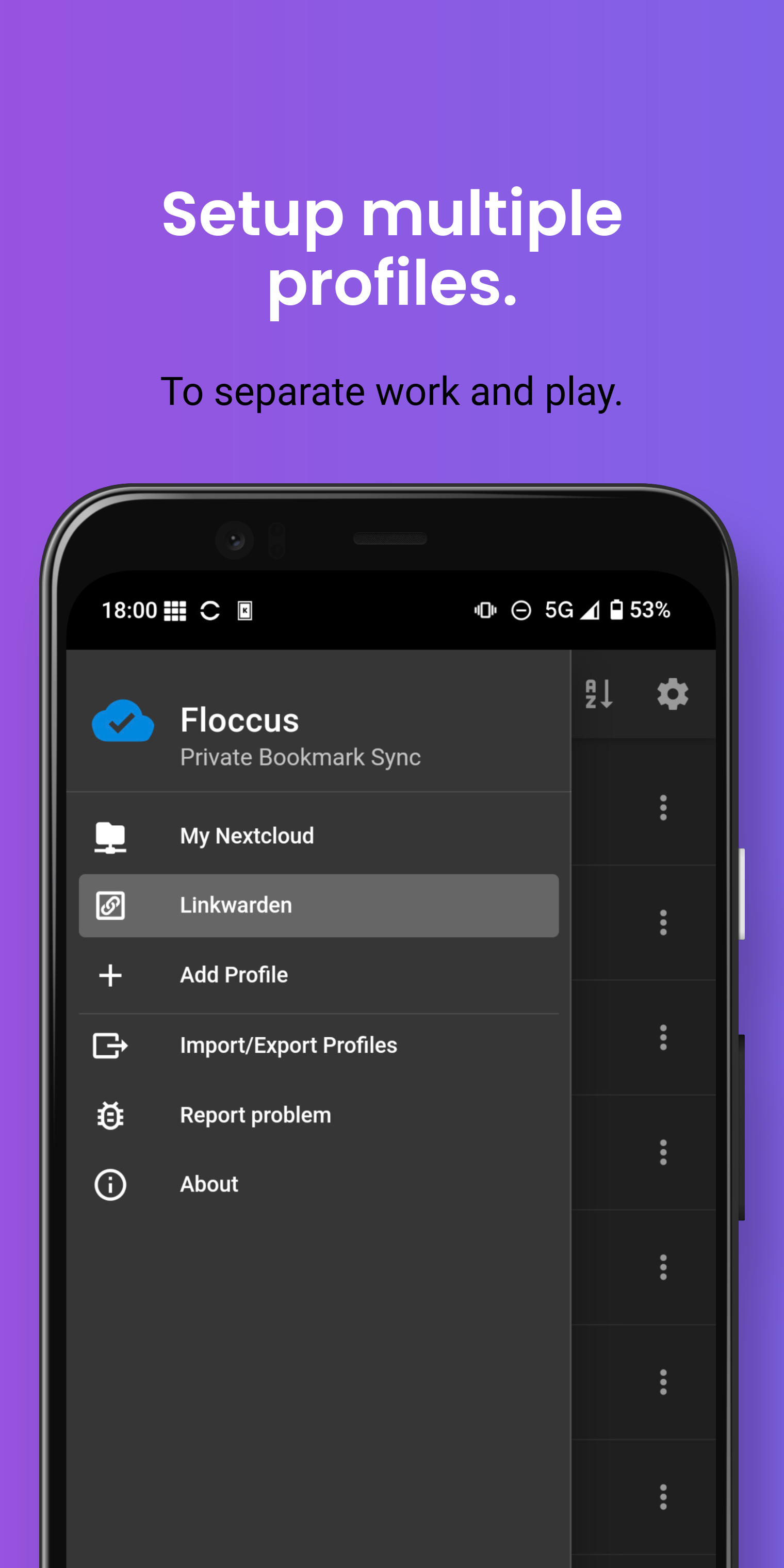 Screenshot of floccus bookmark sync