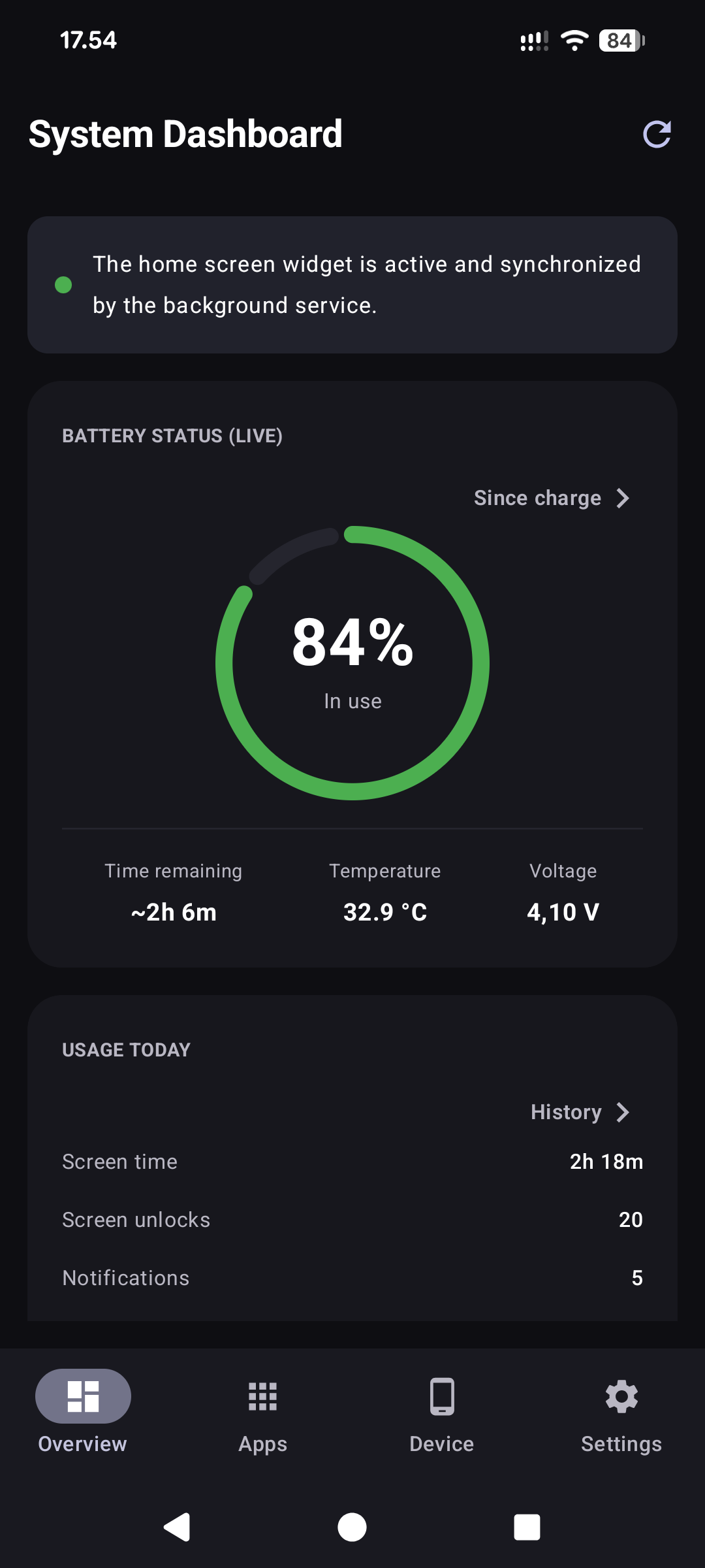 Screenshot of Device Watch