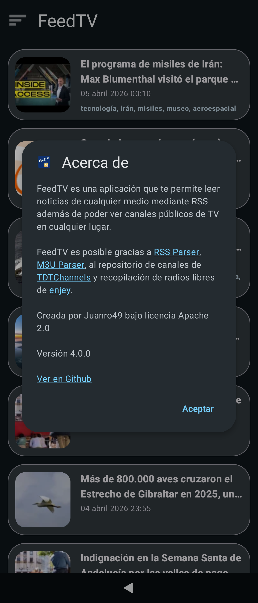 Screenshot of FeedTV