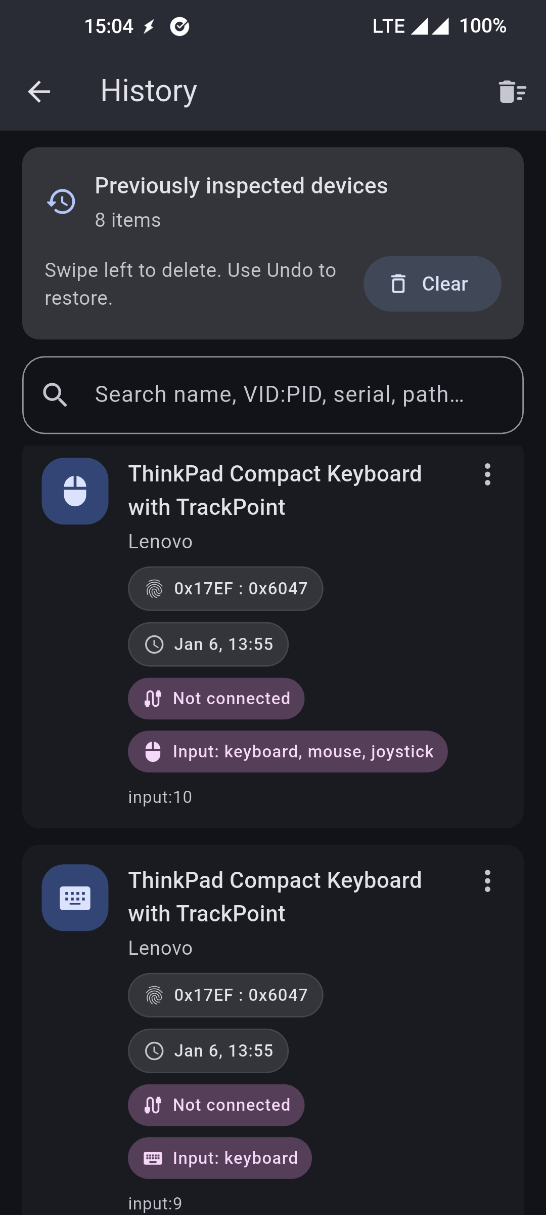 Screenshot of USB Descriptor Explorer