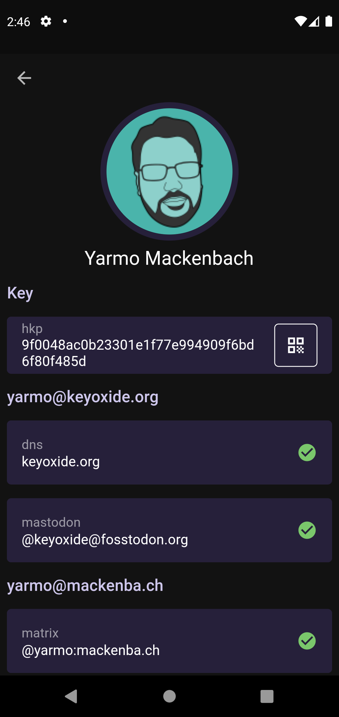 Screenshot of Keyoxide