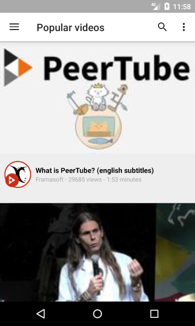 Screenshot of P2Play - Peertube client