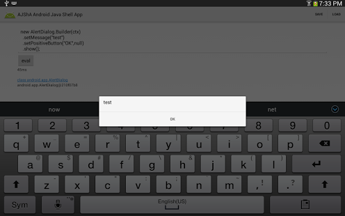 Screenshot of AJShA Android Java Shell App