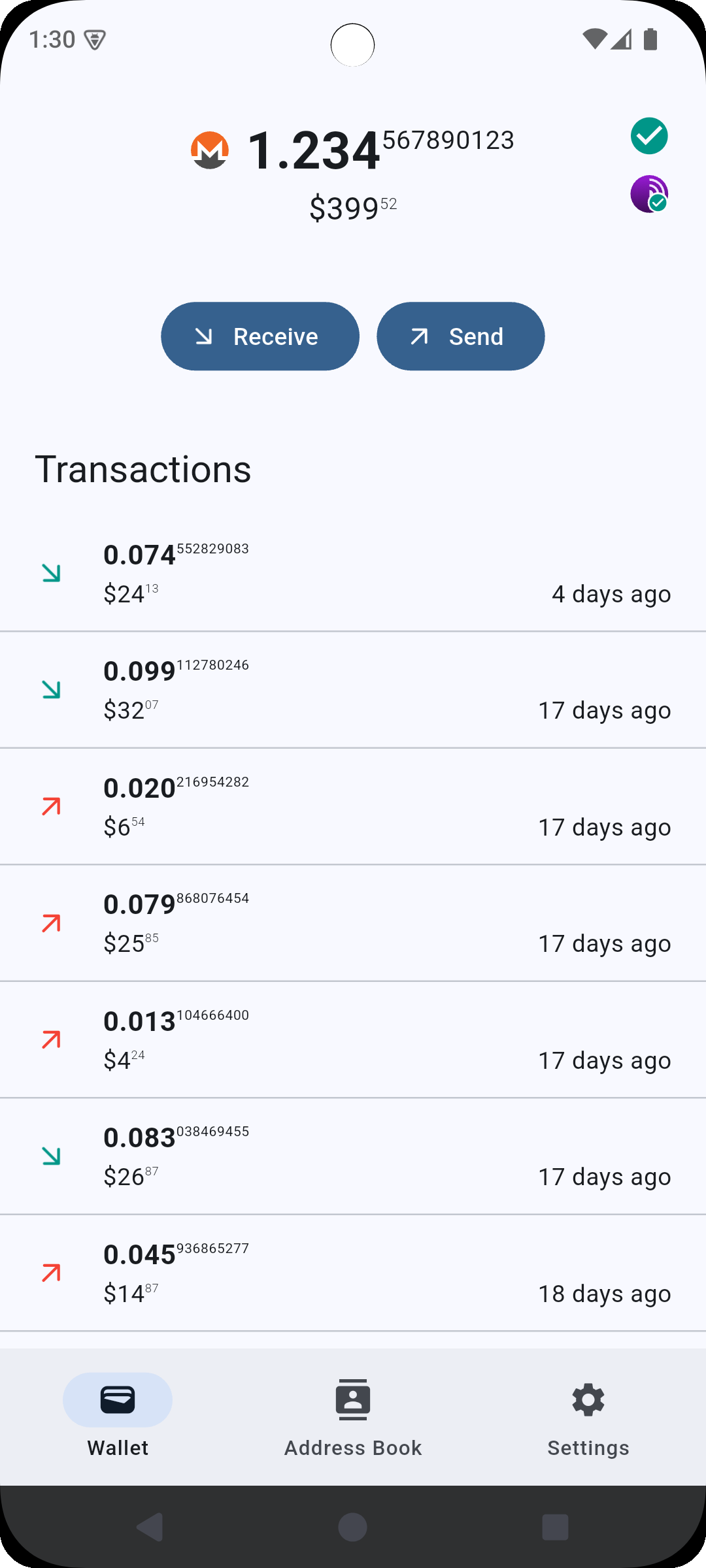 Screenshot of Skylight Wallet