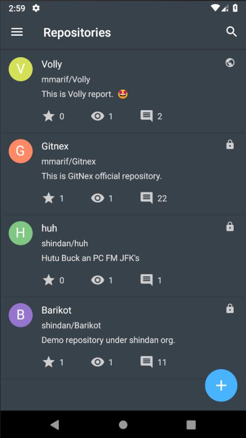 Screenshot of GitNex for Forgejo and Gitea