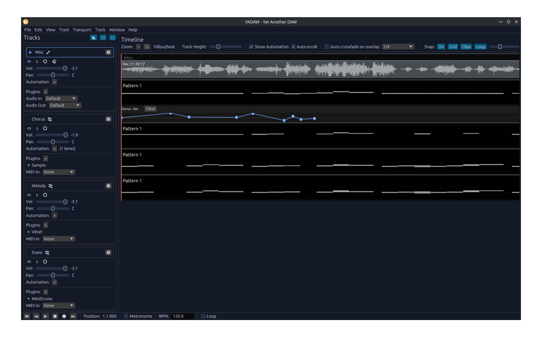 Screenshot of yadaw