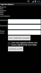 Screenshot of Page Plus Balance